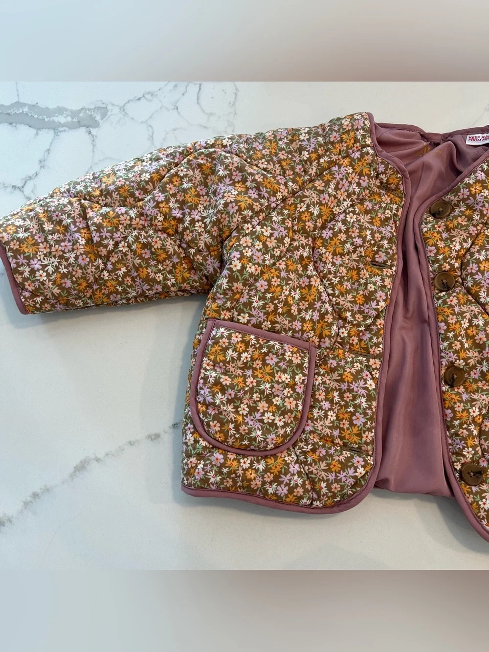 ZARA KIDS Floral Quilted Puffer Jacket - Size 1 1/2 Years